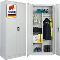 Produktbild PROREGAL Flügeltürenschrank ELEPHANT – Abschließbar, 180x80x40cm, Lichtgrau