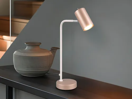 Moderne Schreibtischleuchte Metall Coffee/Weiß, LED dimmbar - Klassische Tischleuchten mit schwenkbarem Spot und dimmbarem LED Leuchtmittel für optimale Ausleuchtung. Ideal für Arbeitsumgebungen oder als stilvolle Nachttischlampe.