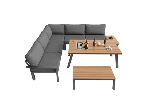 Odikalo Gartenlounge-Set Terrasse wetterfeste Sitzgruppe Essgruppe Gartenmöbel-Set Tischplatte