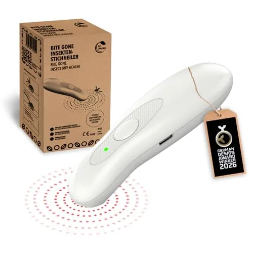 IEA Green Insektenstichheiler, Stichheiler nach Insektenstichen, nachhaltig mit USB-C Anschluss am Handy ladbar, ohne Chemie, heißer Stift gegen Insektenstiche, Mückenstift, Wärmestift bei Mückenstich