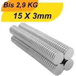 Stück Neodym Magnet 15mm x 3mm Supermagnete hohe Haftkraft Scheibenmagnet 20