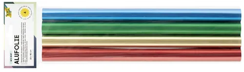 folia Alufolien 30 cm, 2 m - Bunte Bastelideen - Basteln mit folia Alufolien in rot, grün, blau und gold, ideal für kreative Weihnachtsdekorationen und einfache Falttechnik.