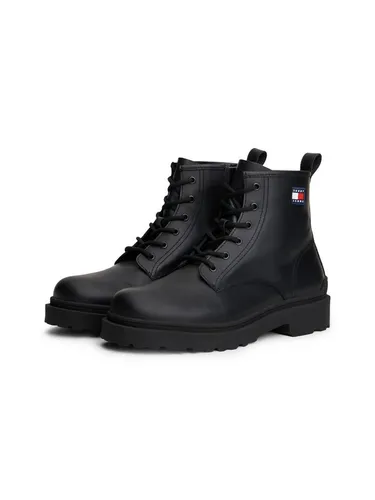 Tommy Jeans TJM LACE UP RUBBERIZED Schnürboots - Modische Schnürstiefelette für Herbst, mit seitlicher Logoflagge und bequemem Reißverschluss, ideal für Outdoor-Aktivitäten und den urbanen Alltag.