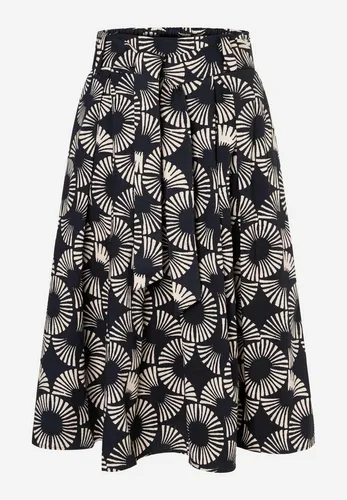 MORE&MORE A-Linien-Rock mit Print in Beige/Schwarz – Größe 40 - Stylischer A-Linien-Rock aus 97% Baumwolle mit modernem grafischen Print. Bequem und ideal für legere Anlässe. Mit praktischen Eingrifftaschen und Bindegürtel für eine perfekte Passform.