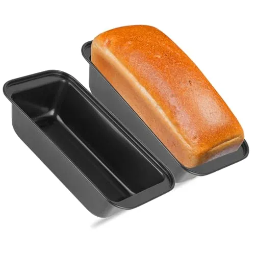 2er-Pack echteckig Brotbackform ，backform，Edelstahl Kastenform Kuchen mit Antihaftbeschichtet，geeignet zum Backen von verschiedenen Broten, Kuchen und Toast, leicht zu reinigen (25,5x12,5x6CM)