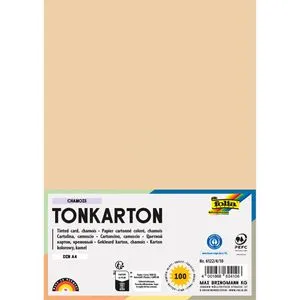 folia 6122/4/10 - Tonkarton 220 g/m², Bastelkarton in chamois, DIN A4, 100 Blatt, als Grundlage für zahlreiche Bastelarbeiten