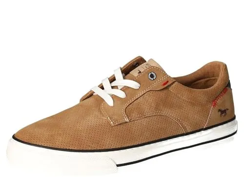Mustang Herren Sneaker Hellbraun EU 45 - Herren-Sneaker aus hochwertigem Veloursleder-Imitat, mit atmungsaktivem, perforiertem Obermaterial für optimalen Tragekomfort.