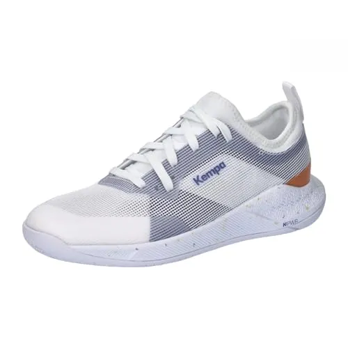 Kempa Kourtfly W Hallen-Sport-Schuhe – Weiß/Lila - Hallenschuhe mit Michelin-Sohle für maximale Kontrolle und Stabilität bei schnellen Bewegungen. Ideal für dynamische Sportarten und hohen Tragekomfort.