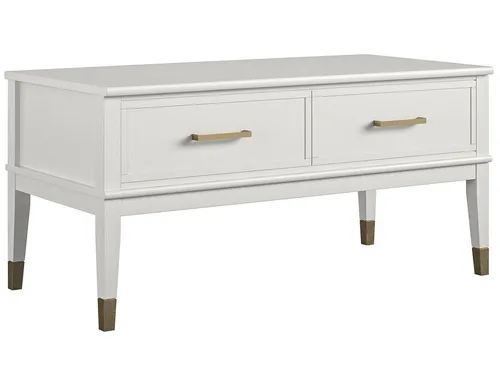 CosmoLiving Westerleigh Couchtisch mit Lift-Top und 2 Schubladen - Stylischer Couchtisch in Weiß mit praktischem Lift-Top und Stauraum für ein modernes Wohnzimmer.