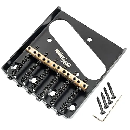 Wilkinson M Series 54mm Vintage Telecaster Brücke Bridge 6 Messing Saitenreiter Steg für Tele Style E-Gitarre, Schwarz