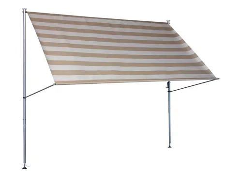 Angerer Klemmmarkise Premium Streifen taupe 250 cm - Klemmmarkise in eleganten Taupe, einfache Montage ohne Bohren, ideal für Balkon und Terrasse, schützt vor Sonne und bietet Privatsphäre.