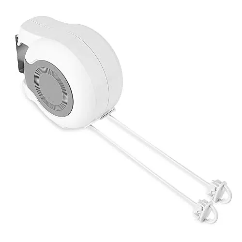 Automatische Wäscheleine, Einziehbar, Wandtrockner mit 2 Leinen, Jumbo-Ausführung, für Balkon, Garten, Hotel, Innen und Außen