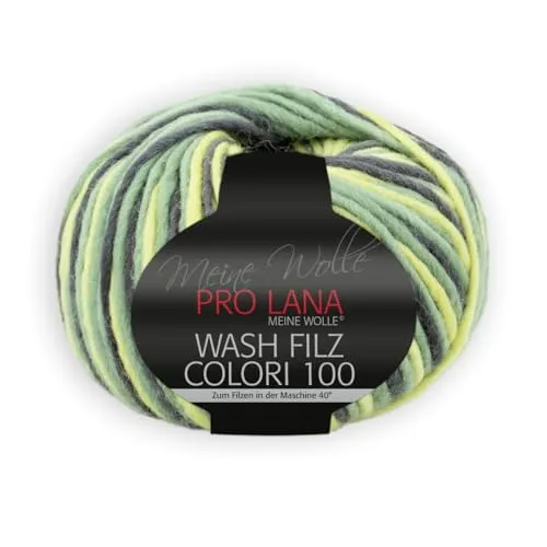 PRO LANA Wash-Filz Colori 100 - Farbe: Gelb/Grau (702) - 100 g/ca. 100 m Wolle