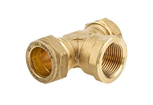 bevo Steckfitting Klemmringverbinder für Kupferrohr, T-Stück mit Innengewinde, Ø 22 mm x 3/4 IG x Ø 22 mm