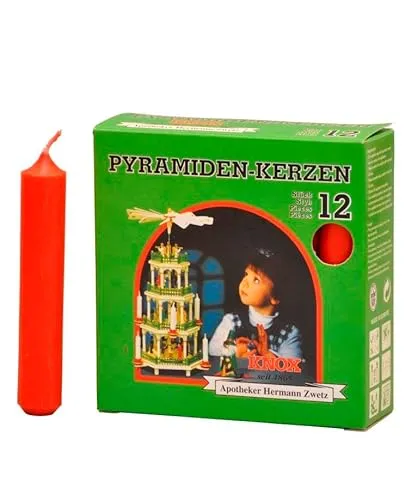 Richard Glässer Pyramidenkerzen rot - Durchmesser 17 mm - 12 Stück pro Packung, 29335