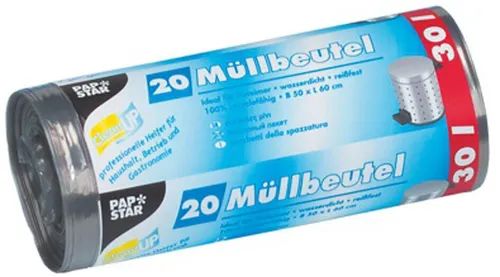 STARPAK Mülleimerbeutel LDPE 30 Liter grau 4 x 20 Beutel auf Rolle