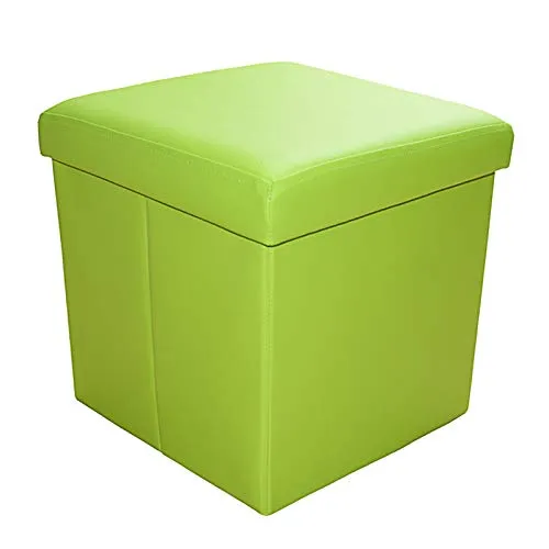 Style home Sitzhocker mit Stauraum, Faltbare Sitzbank, Sitztruhe aus Kunstleder, gepolstert Sitzwürfel Fußhocker, Aufbewahrungsbox mit Deckel, belastbar bis 300kg, 38 * 38 * 38 cm (Grün)