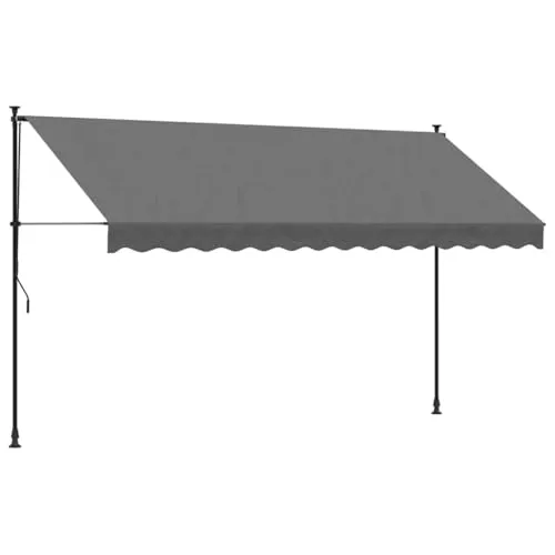 vidaXL Einziehbare Klemmmarkise 350x150cm - Markise für Balkon, Garten und Terrasse mit UV-beständigem Stoff. Robuster Stahlrahmen für Langlebigkeit und einstellbare Höhe zwischen 210 und 300 cm für vielseitige Nutzung.