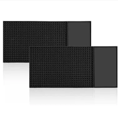 Thinkingwings 2er-Set Barmatte, 30 x 15 cm, Gummi-Abtropfmatte, Abtropfmatte für Geschirr, schnelles Trocknen von Gläsern, schwarz, für Bar, Club, Küche, Restaurants, Theken