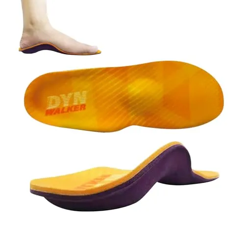 DynWalker Orthopädische Einlegesohlen für Fußkomfort - Ergonomische Einlegesohlen mit 4 cm Fußgewölbeunterstützung und Massageball-Design für optimale Fußausrichtung und angenehme Entlastung im Alltag.