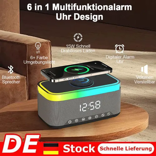 Green Blue GB200 Radiowecker mit Bluetooth und SD-Kartenleser - Multifunktionales Uhrenradio mit großer LED-Anzeige, Bluetooth für drahtlose Audiowiedergabe und zwei unabhängige Wecker mit Schlummerfunktion.