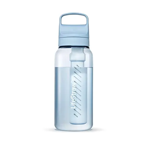 LifeStraw Go - BPA-freie Trinkflasche mit Wasserfilter 1l - Trinkflasche mit integriertem Wasserfilter für Reisen und Alltag, entfernt 99,999999% Bakterien und Mikroplastik, verbessert den Geschmack und reduziert Abfall.