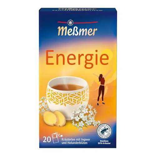 Meßmer ENERGIE I Kräutertee mit Ingwer & Holunderblüten I 20 Teebeutel I sanft-würziger Geschmack