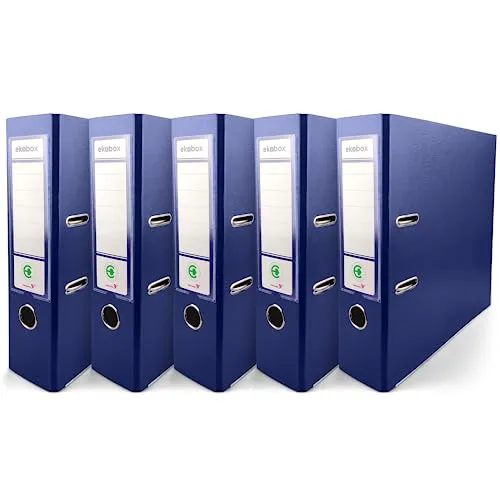Netuno 5x Akten-Ordner Dunkelblau DIN A4 2-Ring-Mechanik Ringorder a4 8cm Kunststoff Ordner a4 breit Büroordner Plastikordner Briefordner din a4 Ringmappe breiter Aktenordner 5er pack