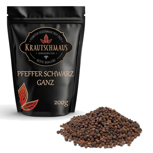 200g Pfeffer Schwarz ganz Pfefferkörner für Mühle Körner Steakpfeffer Grillpfeff