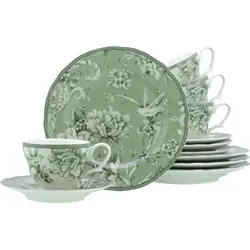 CreaTable Kaffeeservice 12-tlg, Adelaide Grün, Porzellan in grün von CreaTable