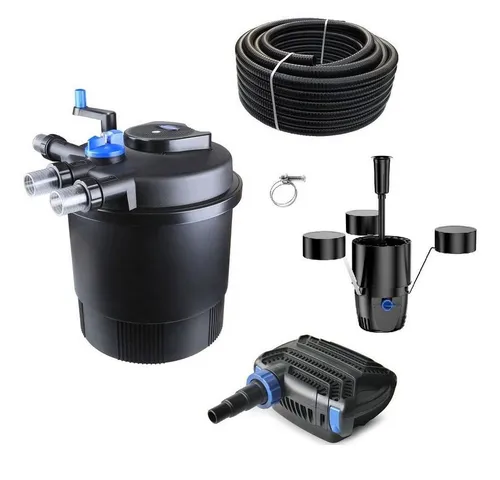 AquaOne Teichfilter CPF 20000 - Komplettset für Teiche bis 40.000l - Teichfilteranlage mit integriertem Selbstreinigungssystem, 36W UVC Lampe und 50W Pumpe für klares Wasser und einfache Handhabung. Ideal für Teiche mit Fischbesatz bis 20.000l.
