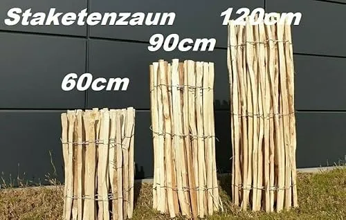 Hochwertiger Haselnuss Staketenzaun 150cm x 300cm - Dekorative Zäune aus langlebigem Haselnussvollholz, ideal zur Grundstückseingrenzung und als attraktives Dekoelement für jeden Garten.