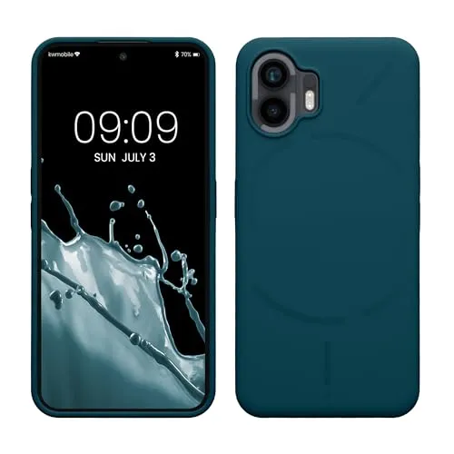 kwmobile Handyhülle für Nothing Phone (2) Hülle - Case Silikon - Kabelloses Laden - Schutzhülle Cover in Petrol matt