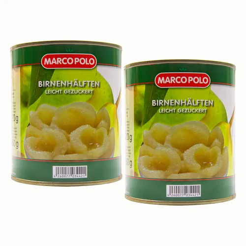 Food-United Birnenhälften halbe Frucht 2 Dosen Füllm 820g ATG 460g