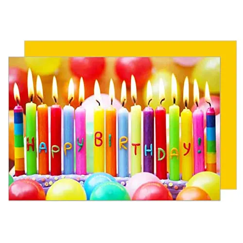 Edition Seidel Premium Geburtstagskarte mit Umschlag. Glückwunschkarte Grusskarte Billet Geburtstag Happy Birthday Mann Frau Kind Geburtstagskerzen Kerze Karte (G2566 SW023)