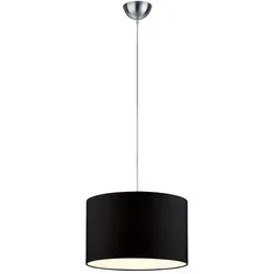 meineWunschleuchte LED Pendelleuchte Schwarz, Rund 40 cm - Stilvolle LED Pendelleuchte mit schwarzem Textil-Lampenschirm. Ideal für Esstische oder Flure. Inklusive dimmbarem 7W LED Leuchtmittel für individuelle Beleuchtung.