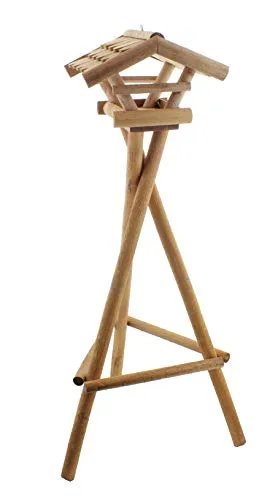 Vogelhaus Futterhaus Vogelvilla Vissel aus Echtholz Dach aus Echtholzschindeln mit Ständer L 124cm Höhe 37cm Breite