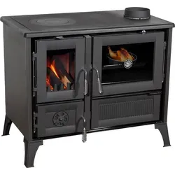 Hosseven Kaminofen 4013 Schwarz mit Backfach und Herdplatte 8 kW