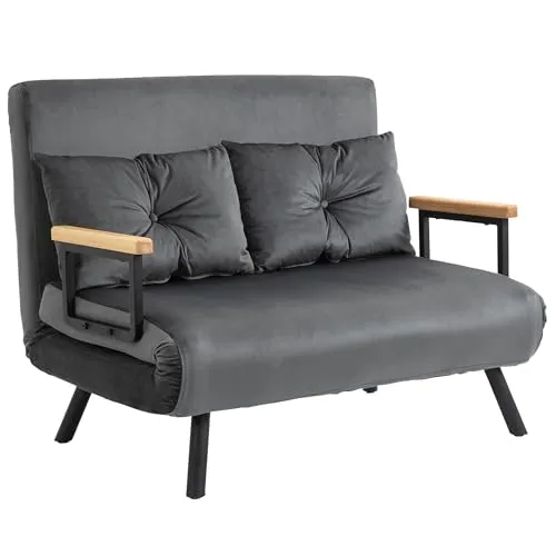 HOMCOM Schlafsofa mit Bettfunktion, Relaxsessel Dunkelgrau von HOMCOM