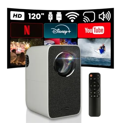 Salora 45BHM2550 Projector – LED Beamer Heimkino, tragbarer Mini Projektor mit 2500 Lumen, 1280x720 HD Auflösung, unterstützt Full HD, bis 110 Zoll, HDMI Anschluss, kompatibel mit Smartphone, TV-Stick