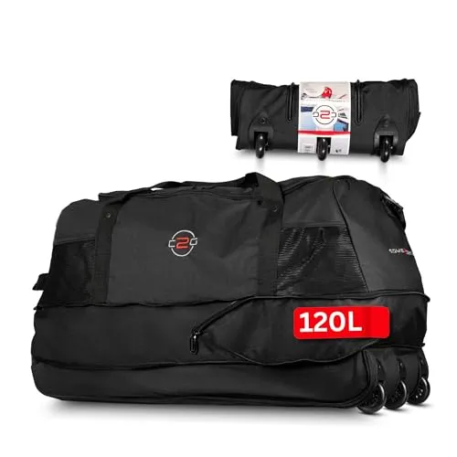 Große Reisetasche mit Rollen 120 L – Faltbare Sport- und Reisetasche XXL