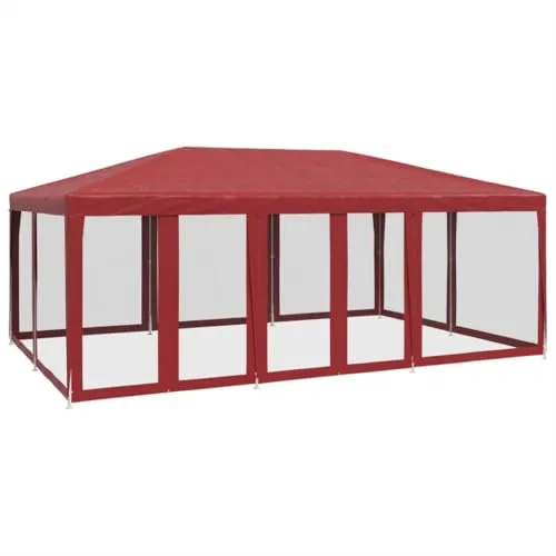 vidaXL Partyzelt Rot 6x4 m mit 10 Mesh-Seitenteilen in rot von vidaXL