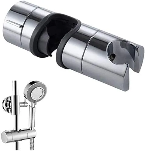 DIMJ Handbrause Halterung, verstellbar Duschhalterung, Brausehalter für Slide Bar 18-25 mm außen Durchmesser, ABS Grade Kunststoff, Verchromt (Grau)