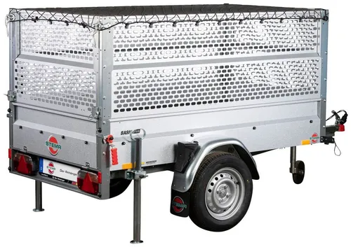 STEMA PKW-Anhänger BASIC Plus 750, max. 558 kg, Set, Tieflader, ungebremst mit Gitteraufsatz