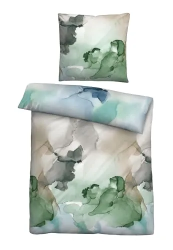 biberna Baumwoll-Satin Bettwäsche 0614515 AQUARELL in grün von biberna