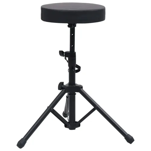 vidaXL Verstellbarer Drumhocker Schwarz Rund - Hocker mit klappbaren Beinen, ideal für Musiker. Höhenverstellbar und aus robustem Stahl für Stabilität und Langlebigkeit. Perfekt für Auftritte oder das Proben.
