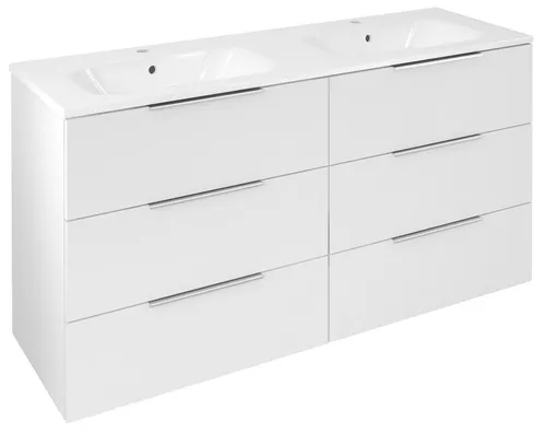 Sapho Waschbeckenunterschrank mit Doppelwaschbecken 141x77x46cm - Eleganter Waschbeckenunterschrank mit Soft Close Funktion, ideal für das moderne Badezimmer. Der stabile MDF-Korpus in verschiedenen Farben bietet viel Stauraum und passt perfekt zu Ihrem Doppelwaschtisch.