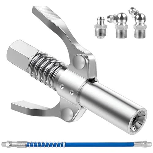 Fettpresse Mundstück, Doppelgriff G Coupler für Fettpresse mit 30cm Schlauch und 3 M6 M8 M10 Schmiernippel,Fettpresse Kupplung Fettpresse für Schmiernippel für alle Arten von Fettpressen，10000 PSI