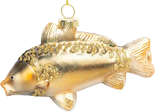 SIKORA Christbaumschmuck BS586 Spiegelkarpfen Glas Ornament Weihnachtsbaum Anhänger, Christbaumschmuck Deko - traditionell, witzig & außergewöhnlich