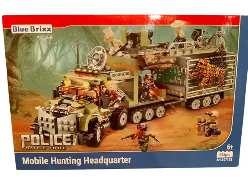 BlueBrixx Kids 107133 Waldpolizei: Mobiler Jäger-HQ-Truck 658 Teile